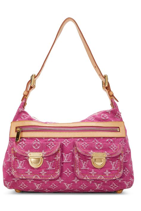 louis vuitton pink denim monogram bag|Louis Vuitton denim pleaty bag.